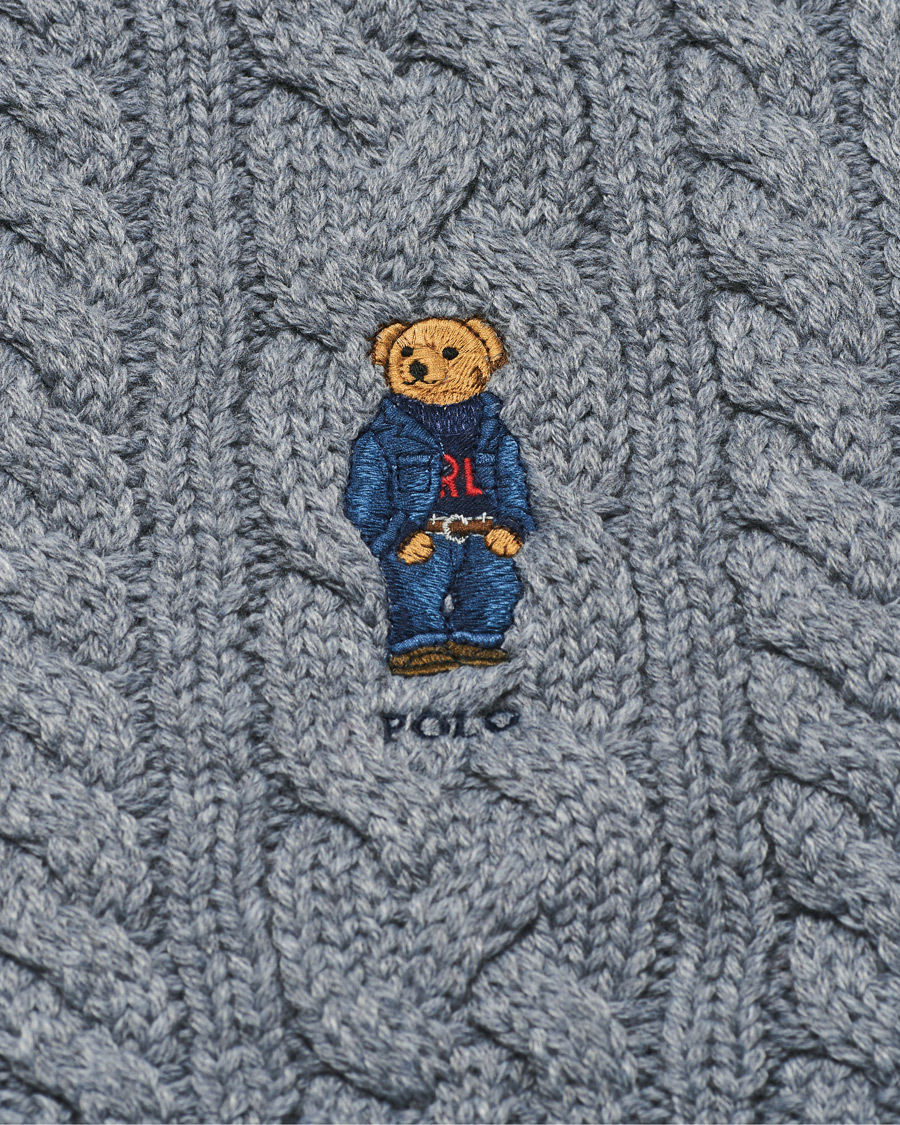 Herre | Polo Ralph Lauren Cable Bear Recycled Wool Scarf Classic Grey | Polo Ralph Lauren | Cable Bear Recycled Wool Scarf Classic Grey