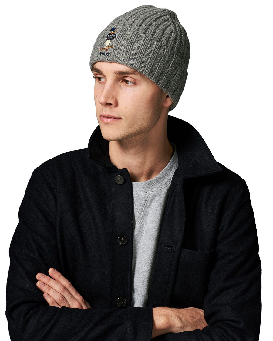 Herre | Polo Ralph Lauren Chunky Rib Bear Beanie Classic Grey Heather | Polo Ralph Lauren | Chunky Rib Bear Beanie Classic Grey Heather