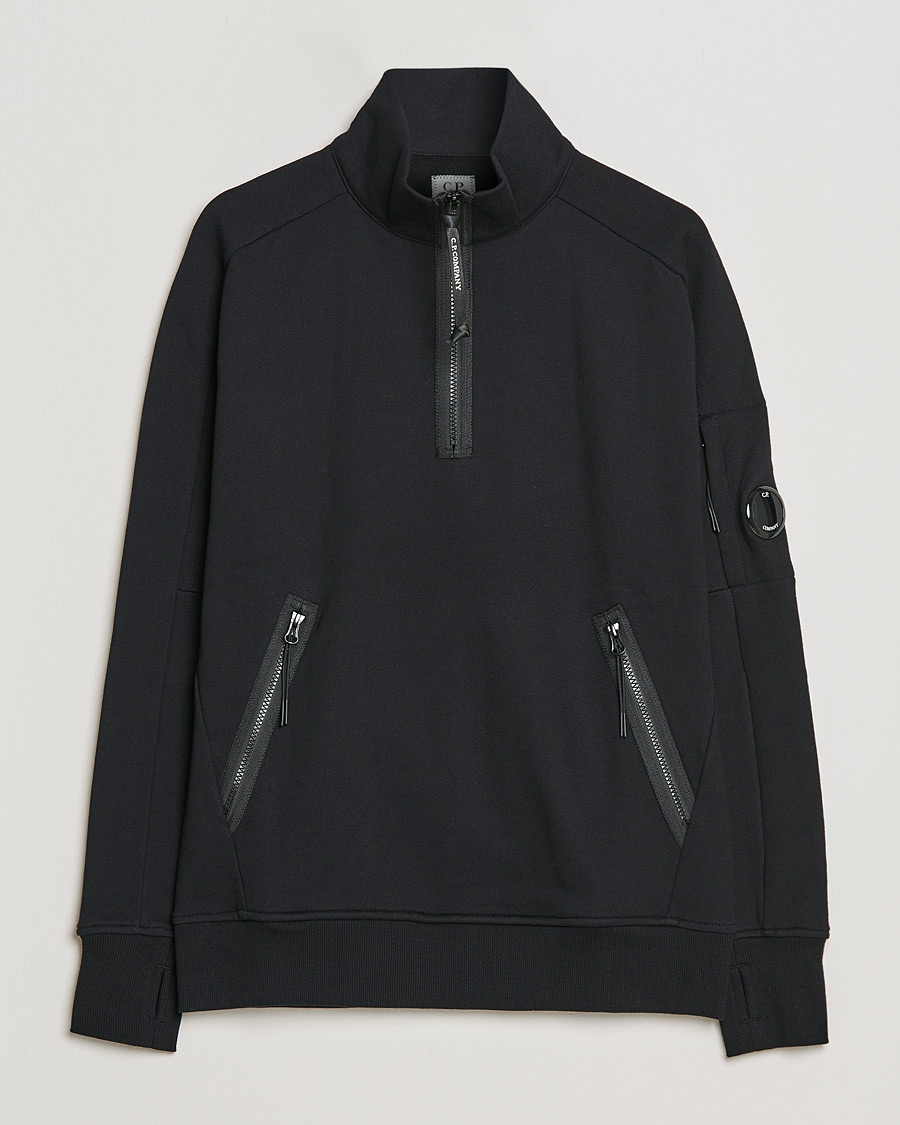 Herre | Trøjer | C.P. Company | Diagonal Raised Fleece Half Zip Lens Sweatshirt Black
