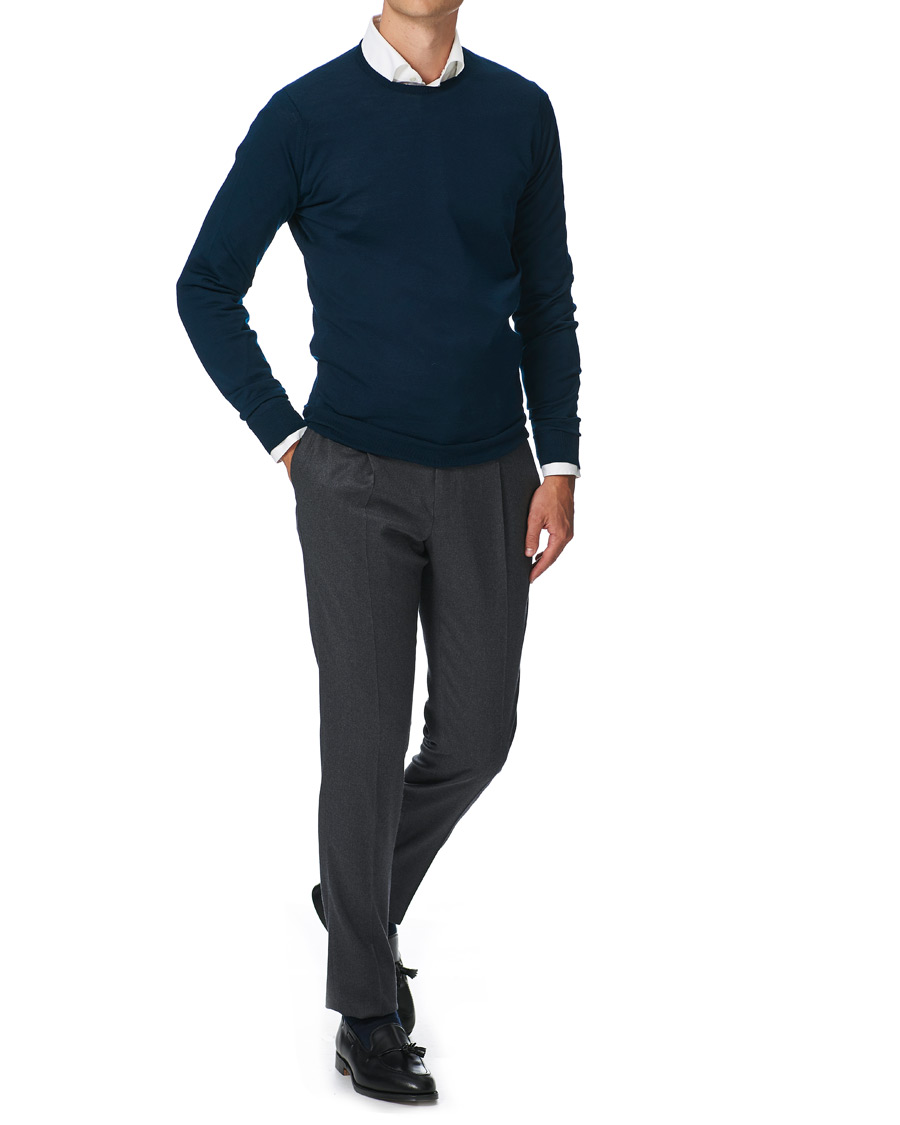 Herre | Trøjer | John Smedley | Lundy Extra Fine Merino Crew Neck Orion Green