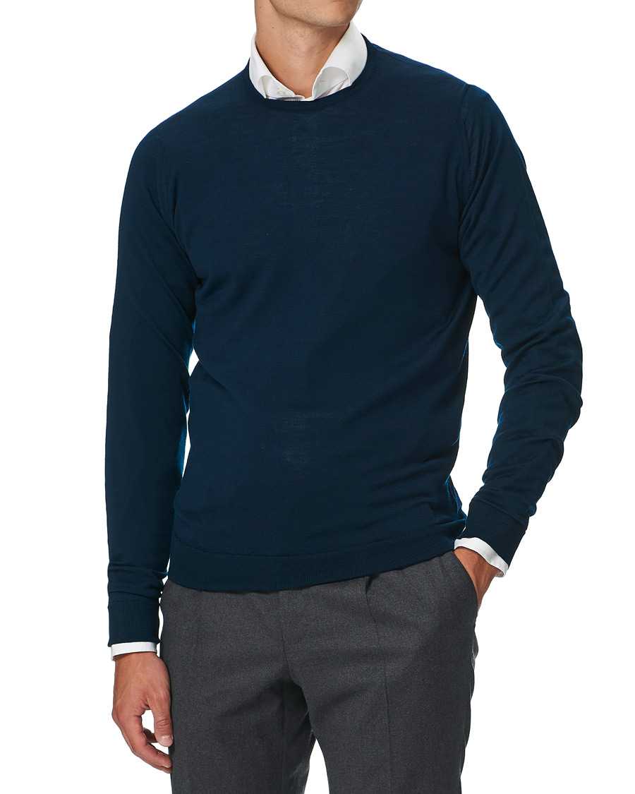 Herre | Trøjer | John Smedley | Lundy Extra Fine Merino Crew Neck Orion Green