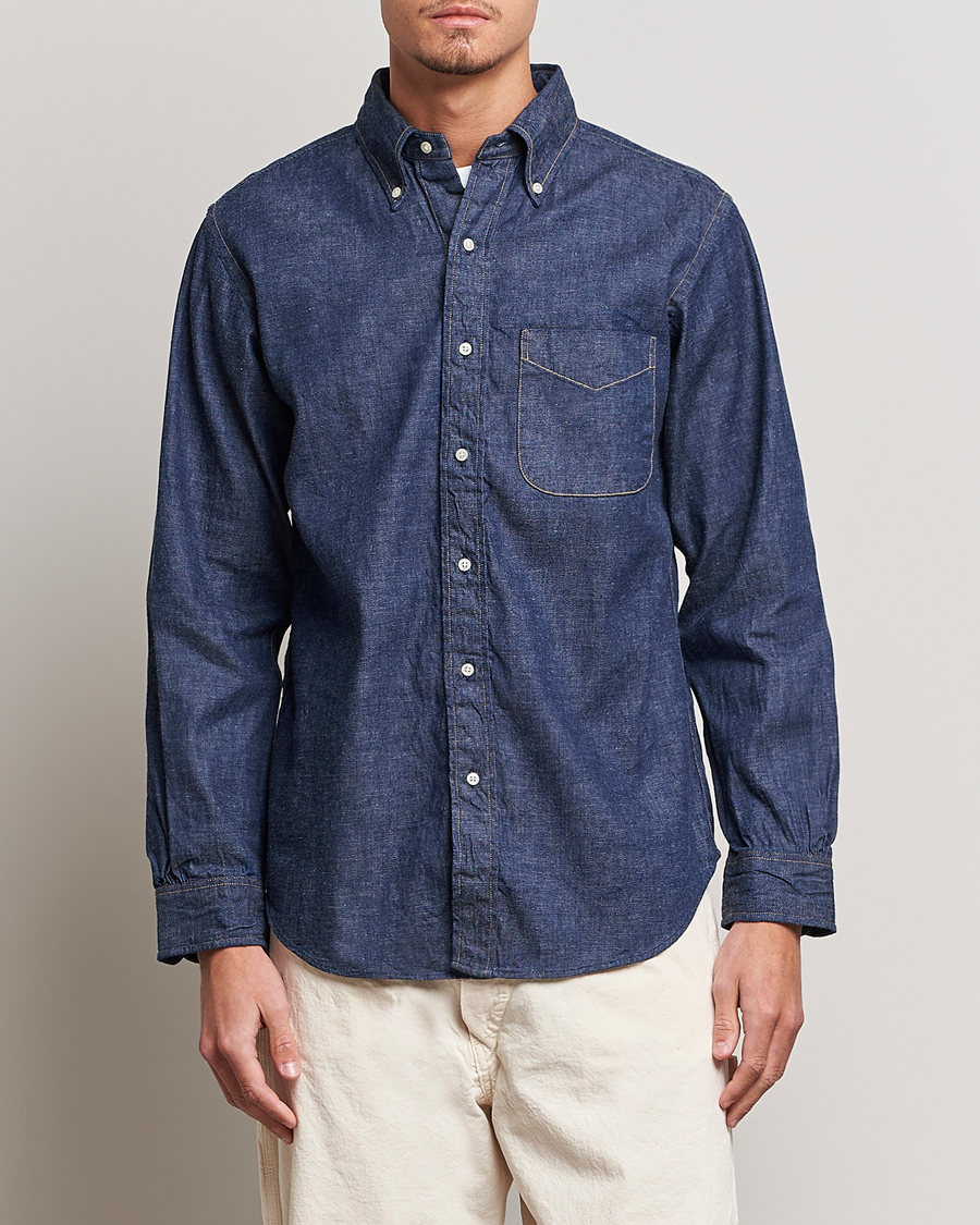 Herre | Tøj | orSlow | Denim Button Down Shirt One Wash