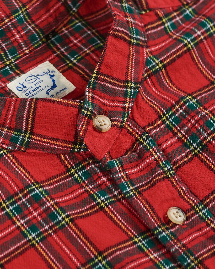 Herre | Skjorter | orSlow | Loose Fit Stand Collar Shirt Red Check