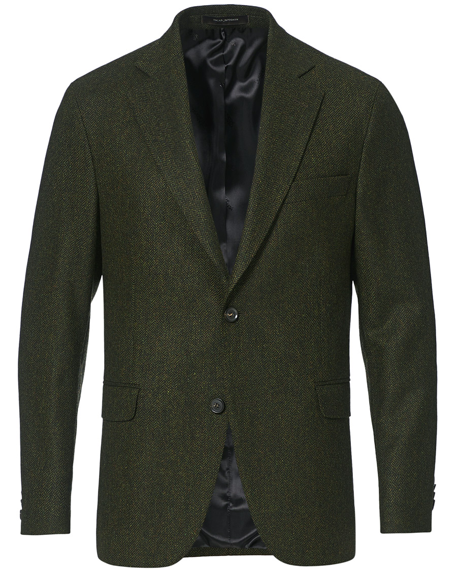 Herre | Blazere & jakker | Oscar Jacobson | Fogerty Moon Herringbone Tweed Blazer Green