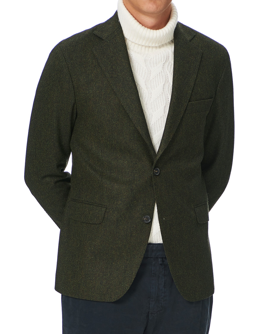 Herre | Blazere & jakker | Oscar Jacobson | Fogerty Moon Herringbone Tweed Blazer Green