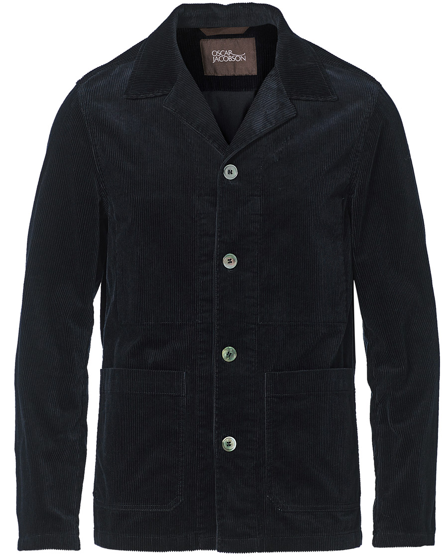 Herre | Jakker | Oscar Jacobson | Hampus Corduroy Shirt Jacket Navy