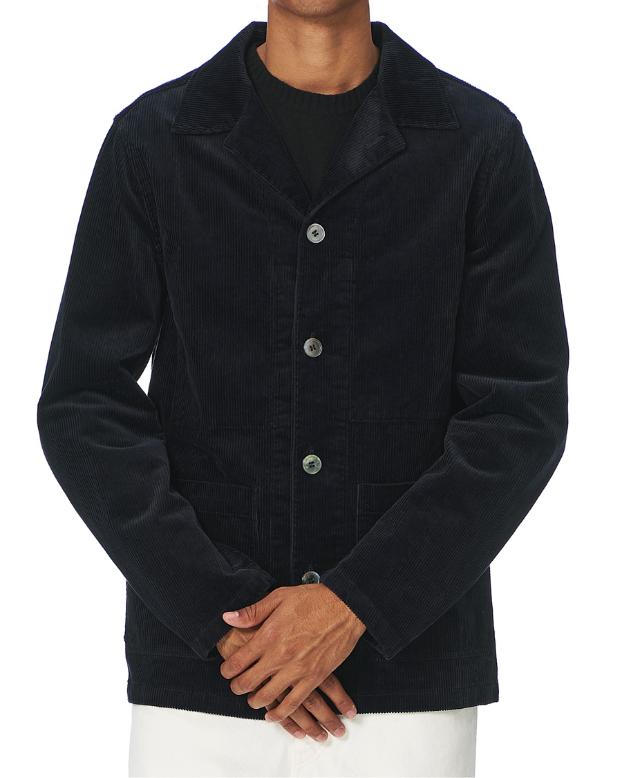 Herre | Jakker | Oscar Jacobson | Hampus Corduroy Shirt Jacket Navy