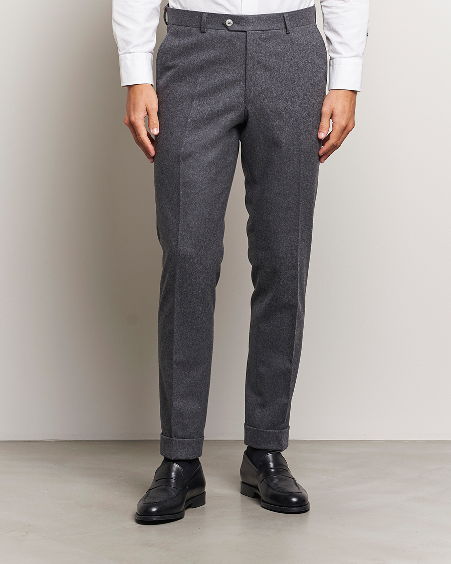 Herre |  | Oscar Jacobson | Denz Turn Up Flannel Trousers Charcoal