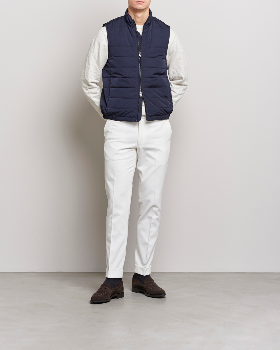 Herre | Bukser | Oscar Jacobson | Denz Brushed Cotton Turn Up Trousers Off White