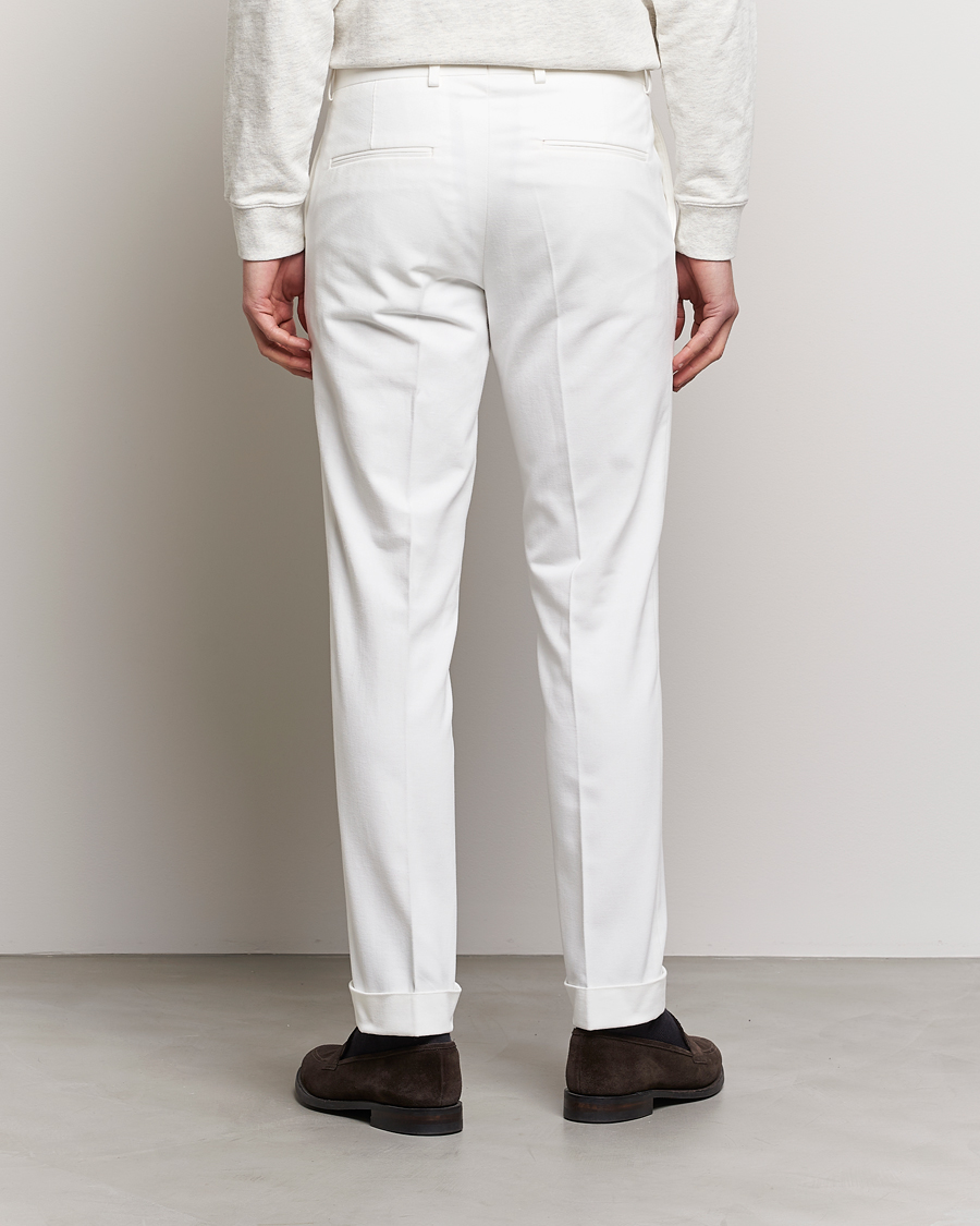 Herre | Bukser | Oscar Jacobson | Denz Brushed Cotton Turn Up Trousers Off White