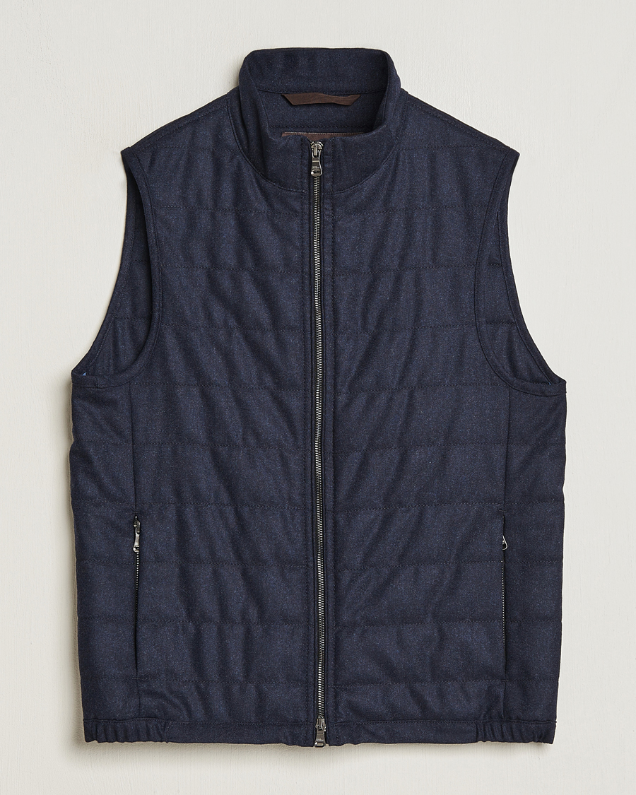 Herre | Jakker | Oscar Jacobson | Liner EVO Flannel Waistcoat Navy