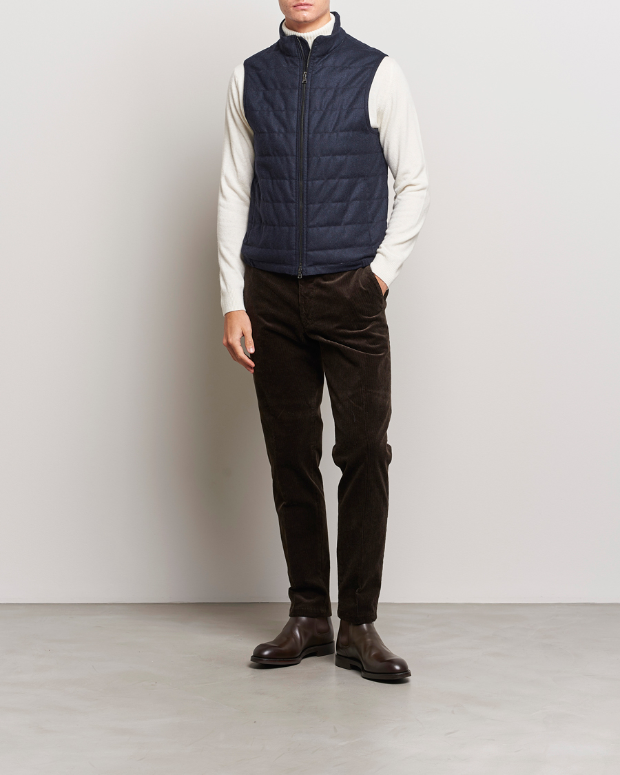 Herre | Jakker | Oscar Jacobson | Liner EVO Flannel Waistcoat Navy
