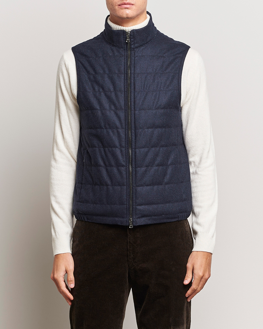 Herre | Jakker | Oscar Jacobson | Liner EVO Flannel Waistcoat Navy