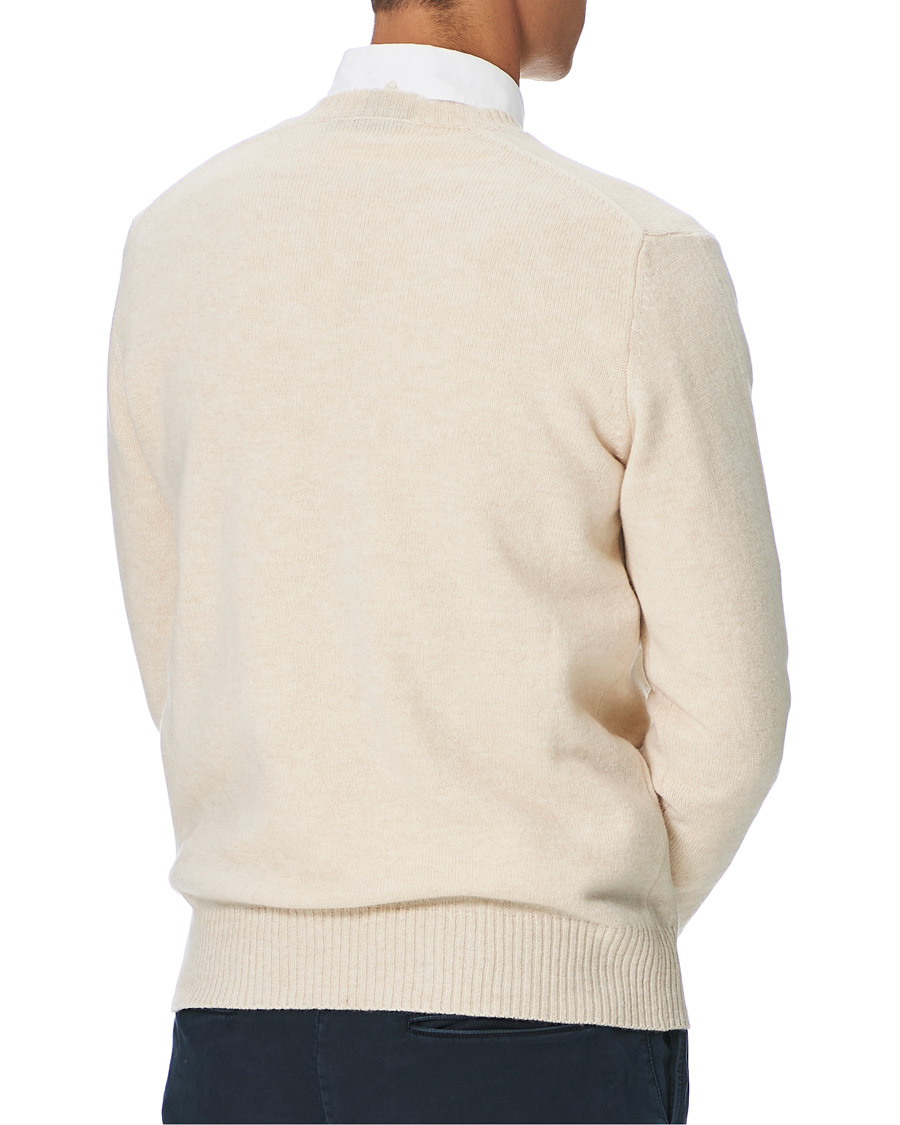 Herre | Trøjer | Oscar Jacobson | Lionel Heavy Wool V-Neck Creme