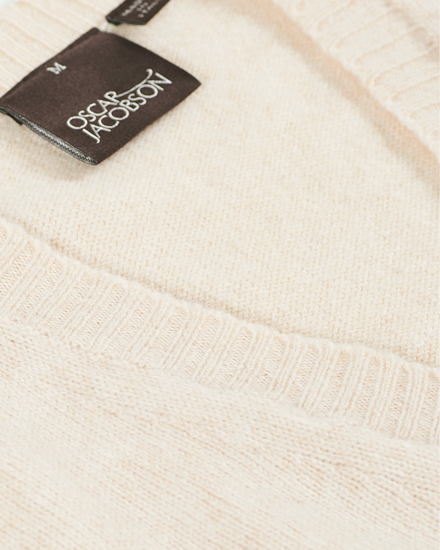 Herre | Trøjer | Oscar Jacobson | Lionel Heavy Wool V-Neck Creme