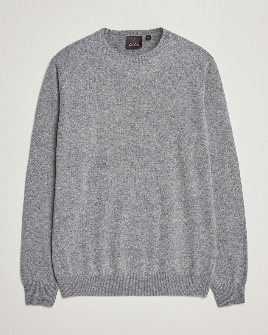 Herre | Trøjer | Oscar Jacobson | Valter Wool/Cashmere Round Neck Light Grey