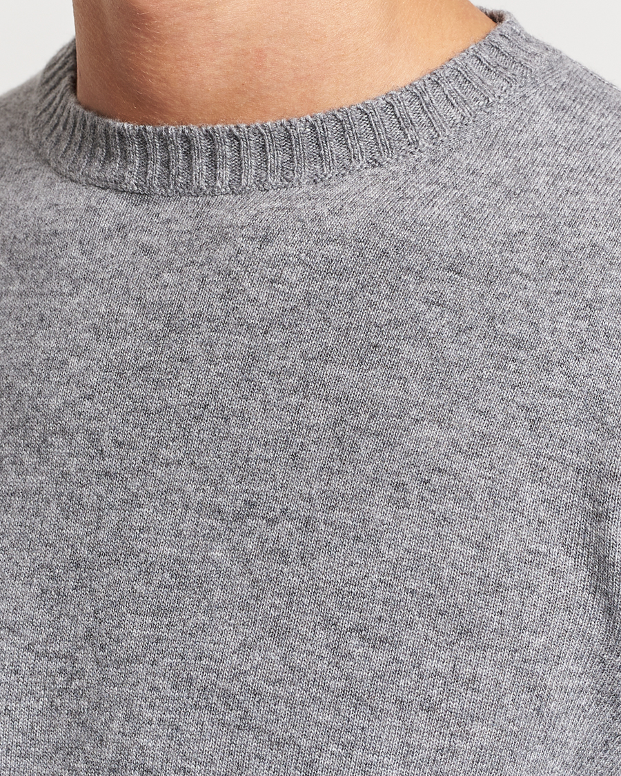 Herre | Trøjer | Oscar Jacobson | Valter Wool/Cashmere Round Neck Light Grey