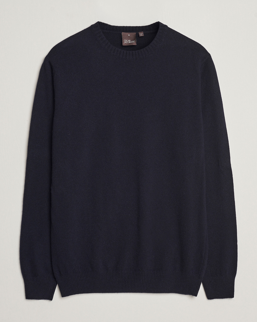 Herre | Trøjer | Oscar Jacobson | Valter Wool/Cashmere Round Neck Navy