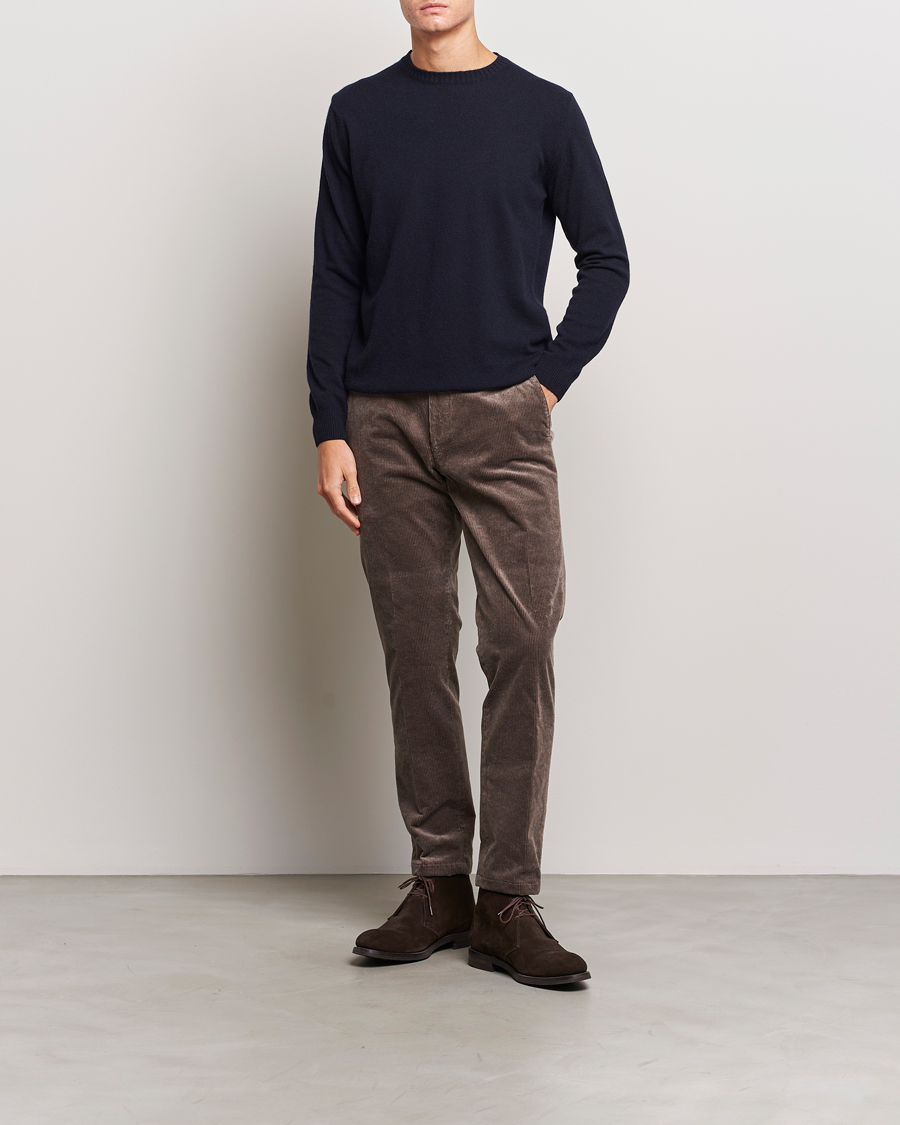 Herre | Trøjer | Oscar Jacobson | Valter Wool/Cashmere Round Neck Navy