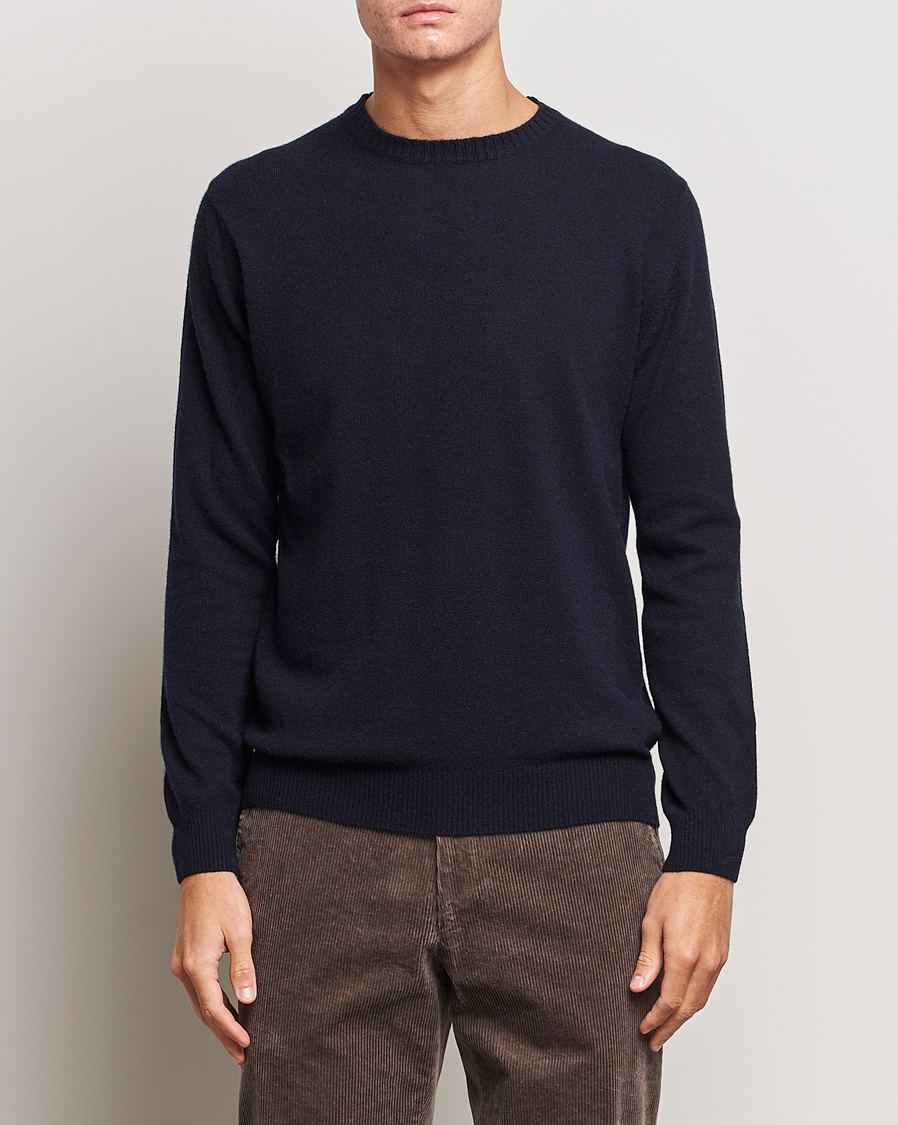 Herre | Trøjer | Oscar Jacobson | Valter Wool/Cashmere Round Neck Navy