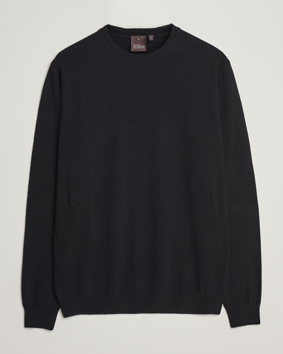 Herre | Trøjer | Oscar Jacobson | Valter Wool/Cashmere Round Neck Black