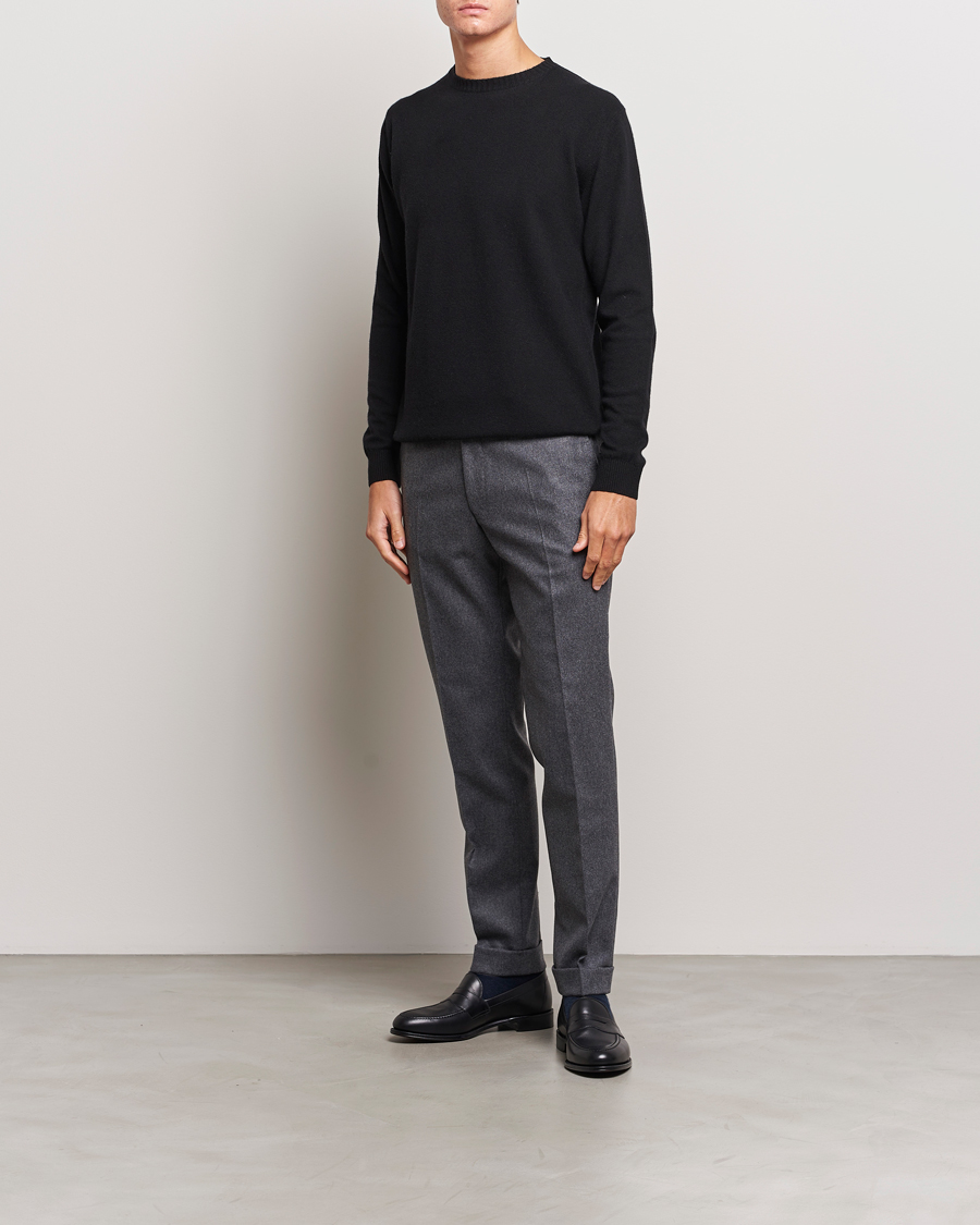 Herre | Trøjer | Oscar Jacobson | Valter Wool/Cashmere Round Neck Black