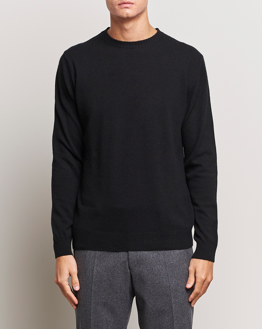 Herre | Trøjer | Oscar Jacobson | Valter Wool/Cashmere Round Neck Black