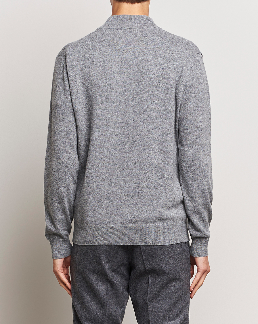 Herre | Trøjer | Oscar Jacobson | Patton Wool/Cashmere Half Zip Grey Melange