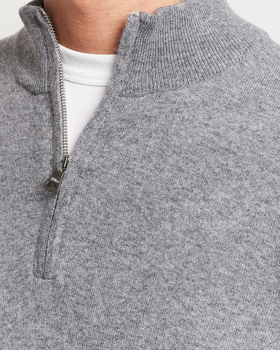 Herre | Trøjer | Oscar Jacobson | Patton Wool/Cashmere Half Zip Grey Melange