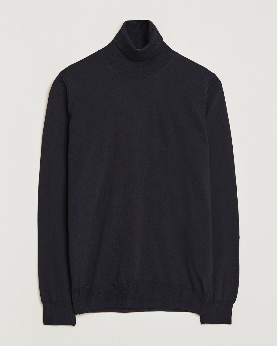 Herre | Trøjer | Oscar Jacobson | Cole Extra Fine Merino Rollneck Navy
