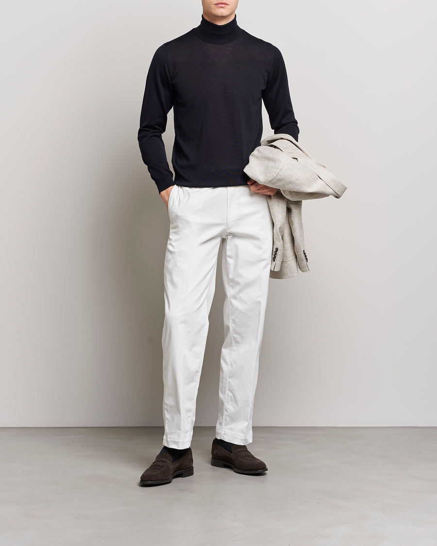 Herre | Trøjer | Oscar Jacobson | Cole Extra Fine Merino Rollneck Navy