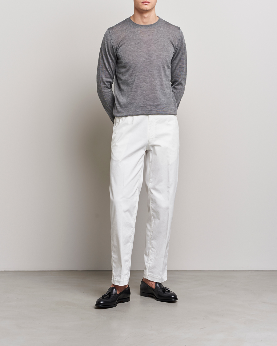 Herre | Trøjer | Oscar Jacobson | Custer Extra Fine Merino Crew Neck Grey