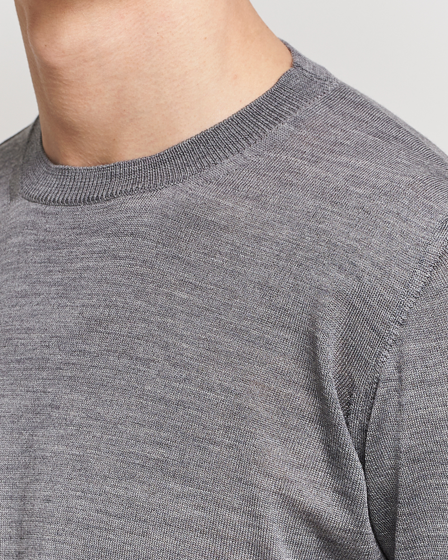 Herre | Trøjer | Oscar Jacobson | Custer Extra Fine Merino Crew Neck Grey