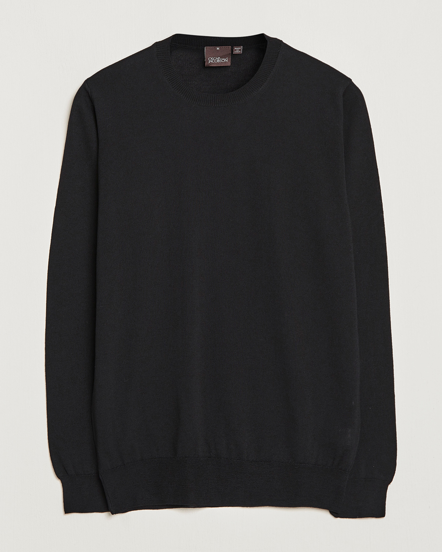 Herre | Trøjer | Oscar Jacobson | Custer Extra Fine Merino Crew Neck Black