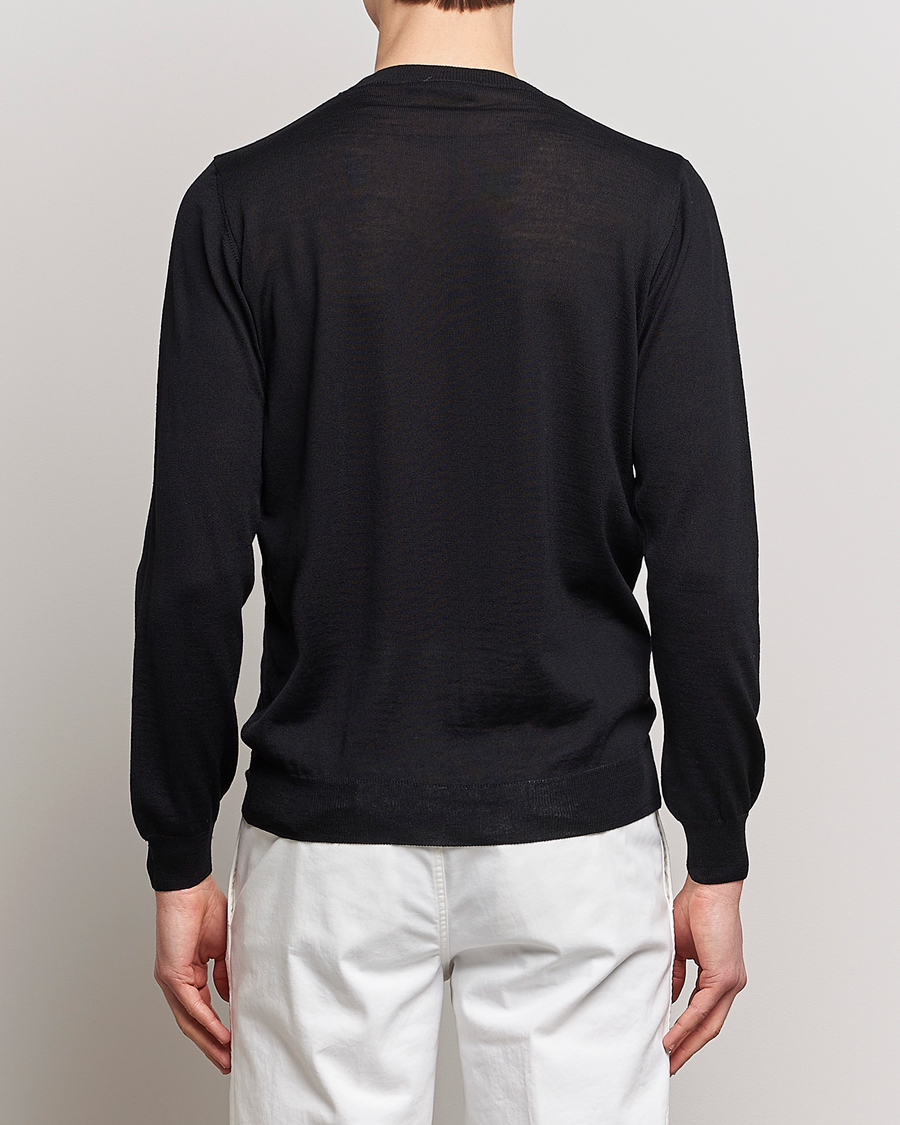 Herre | Trøjer | Oscar Jacobson | Custer Extra Fine Merino Crew Neck Black