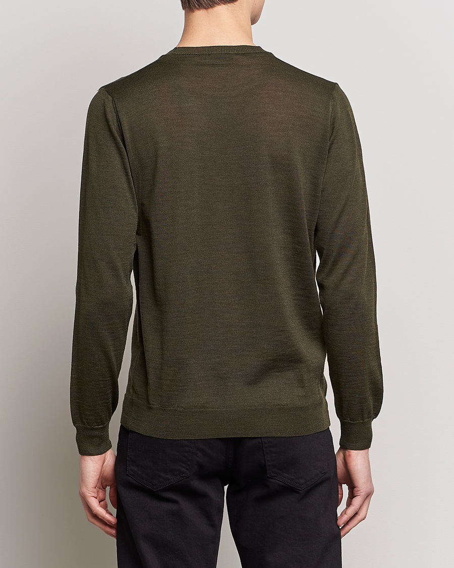 Herre | Trøjer | Oscar Jacobson | Custer Extra Fine Merino Crew Neck Green