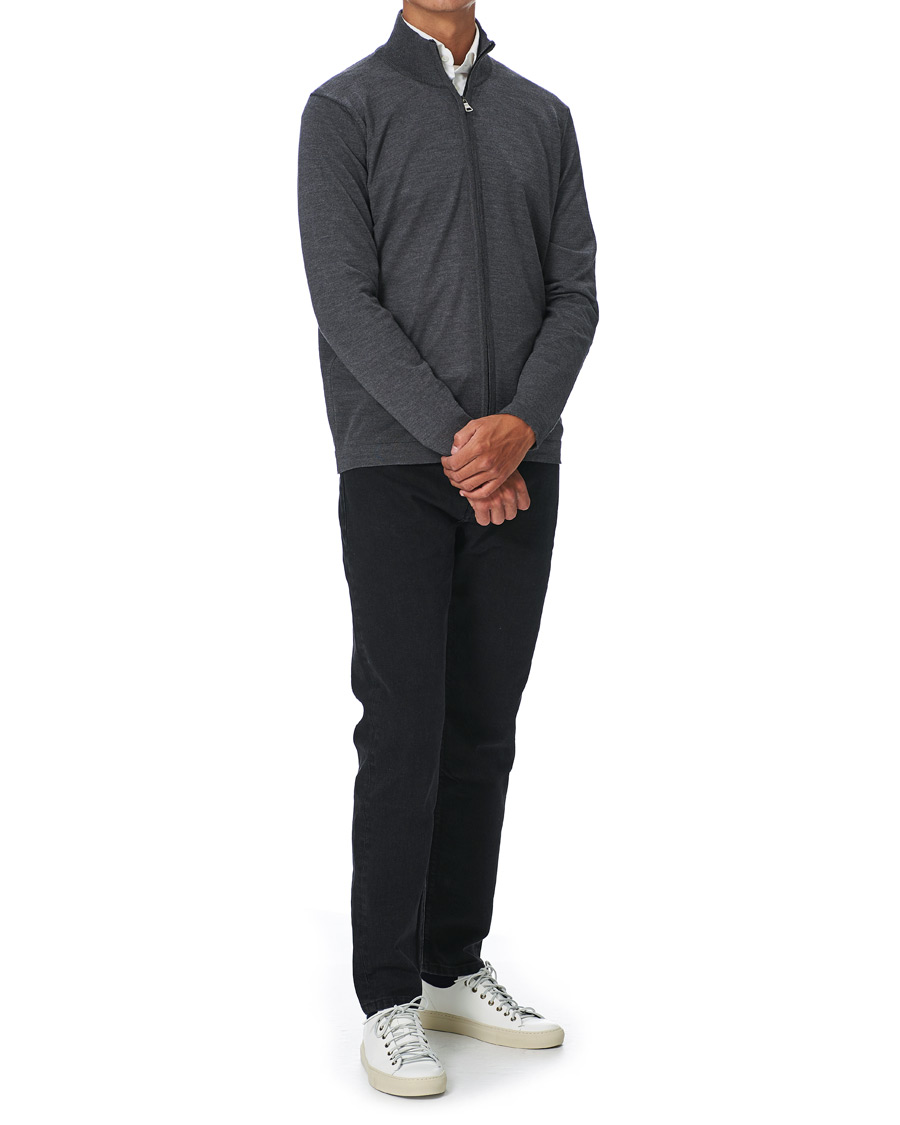 Herre | Trøjer | Oscar Jacobson | Ariel Extra Fine Merino Full Zip Grey