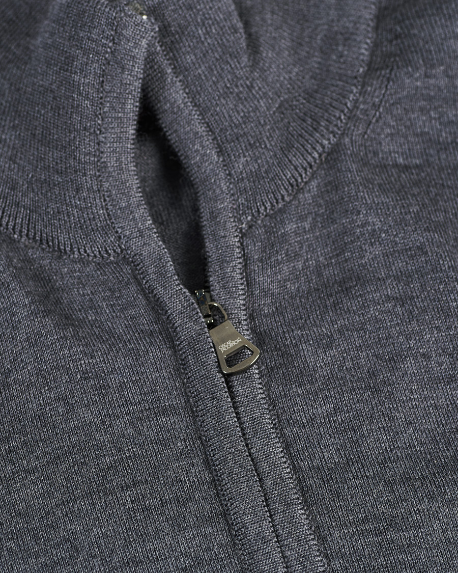 Herre | Trøjer | Oscar Jacobson | Ariel Extra Fine Merino Full Zip Grey