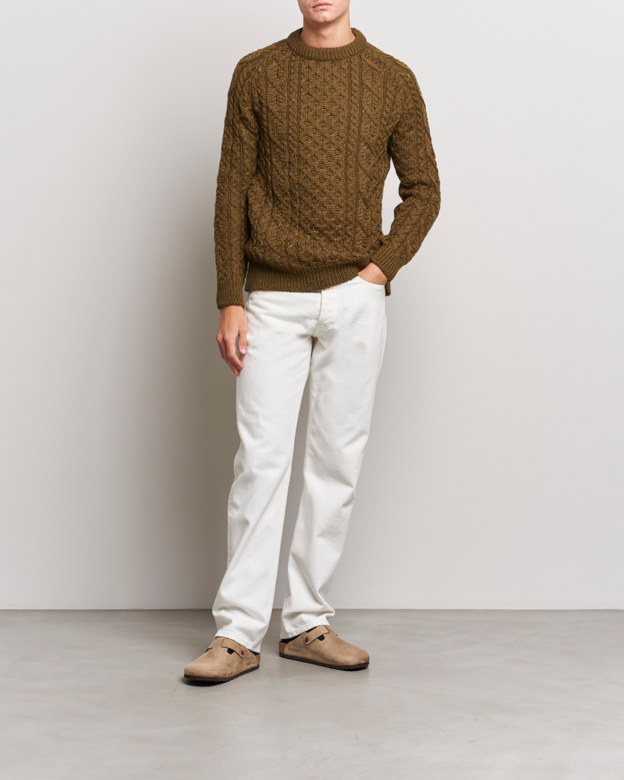 Herre | Trøjer | Peregrine | Hudson Wool Aran Knitted Jumper Khaki