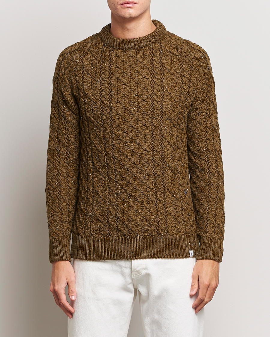 Herre | Trøjer | Peregrine | Hudson Wool Aran Knitted Jumper Khaki