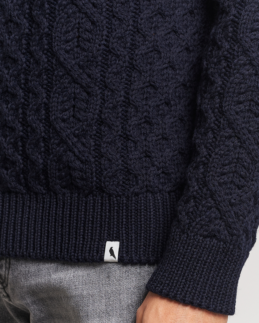 Herre | Trøjer | Peregrine | Hudson Wool Aran Knitted Jumper Navy