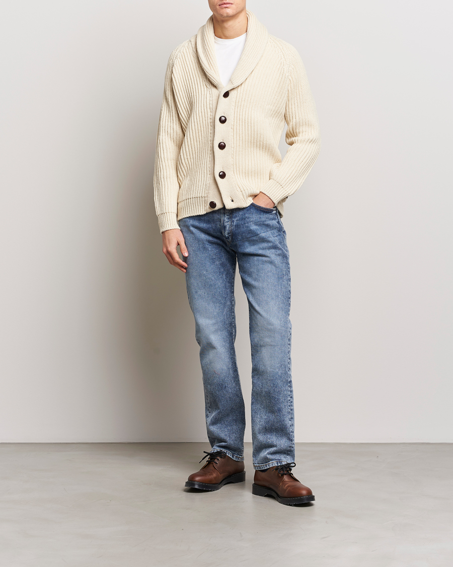 Herre | Trøjer | Peregrine | Wilkinson Ribbed Wool Cardigan Ecru