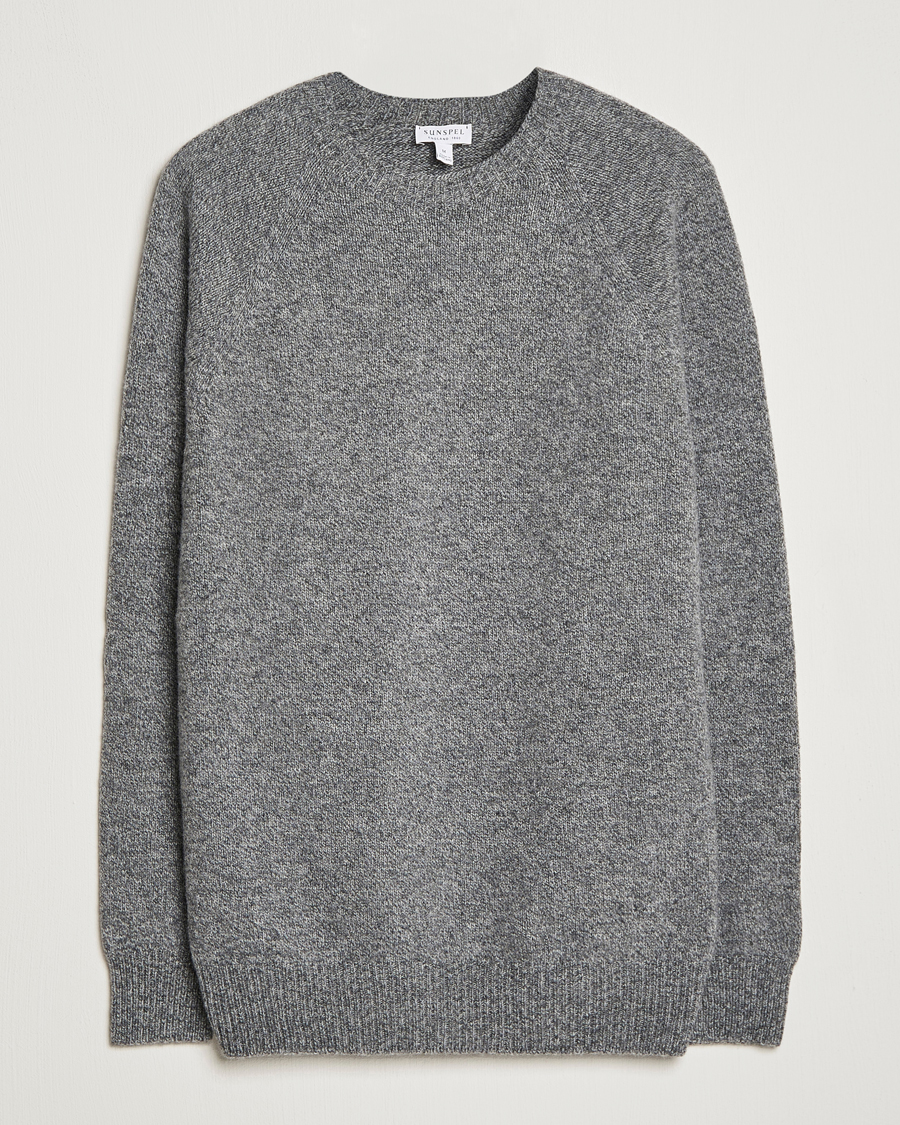 Herre | Trøjer | Sunspel | Lambswool Crew Neck Grey Melange