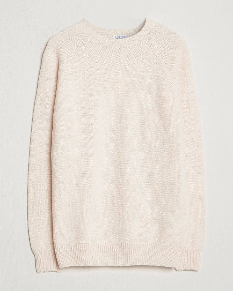 Herre | Trøjer | Sunspel | Lambswool Crew Neck Ecru