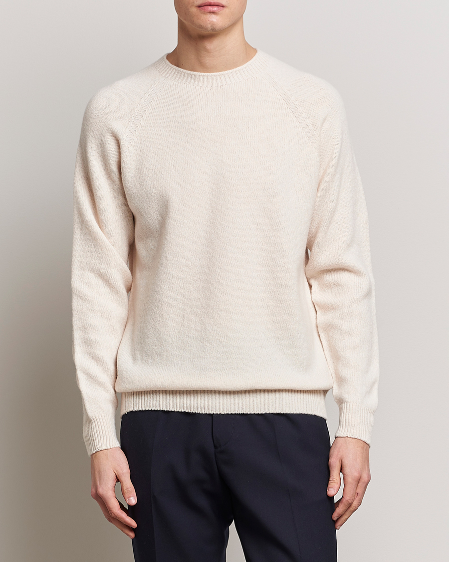 Herre | Tøj | Sunspel | Lambswool Crew Neck Ecru