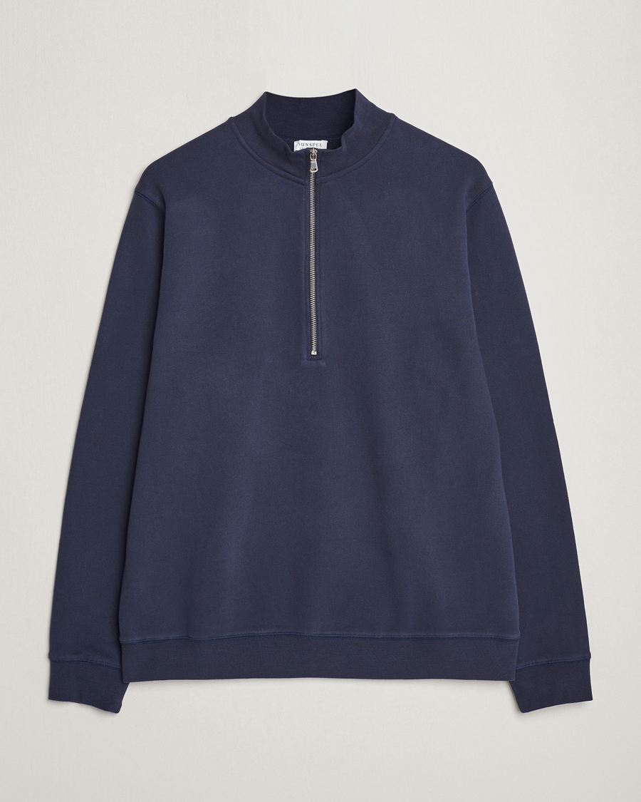 Herre | Trøjer | Sunspel | Loopback Half Zip Navy