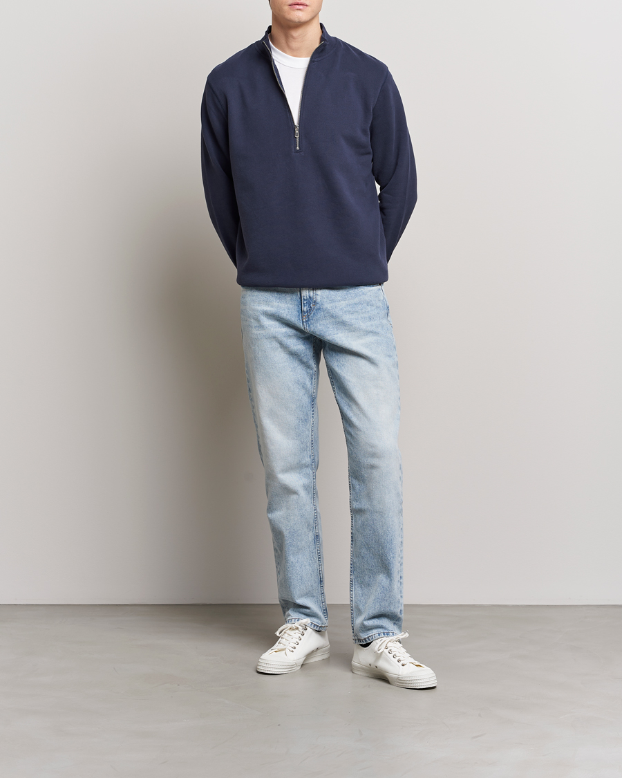 Herre | Trøjer | Sunspel | Loopback Half Zip Navy