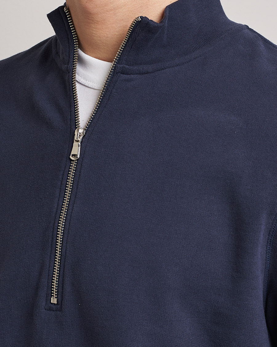Herre | Trøjer | Sunspel | Loopback Half Zip Navy