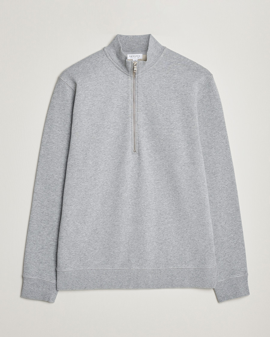 Herre | Trøjer | Sunspel | Loopback Half Zip Grey Melange