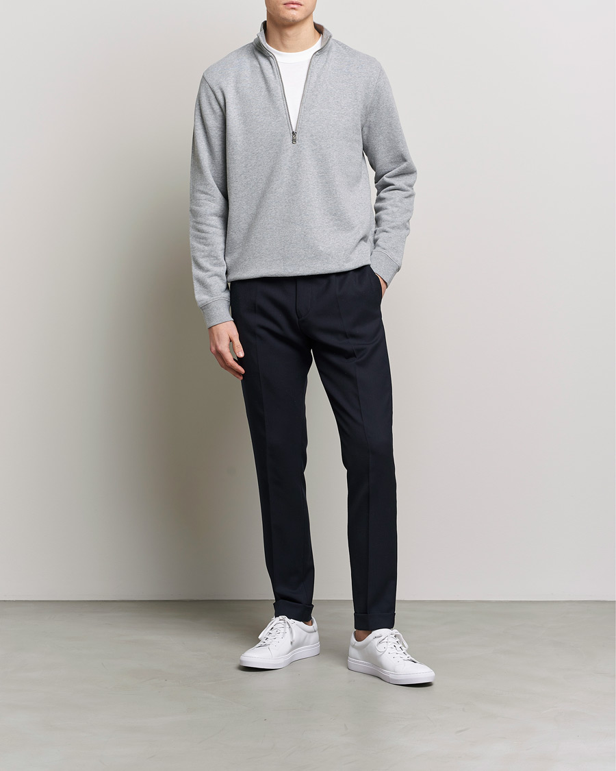Herre | Trøjer | Sunspel | Loopback Half Zip Grey Melange